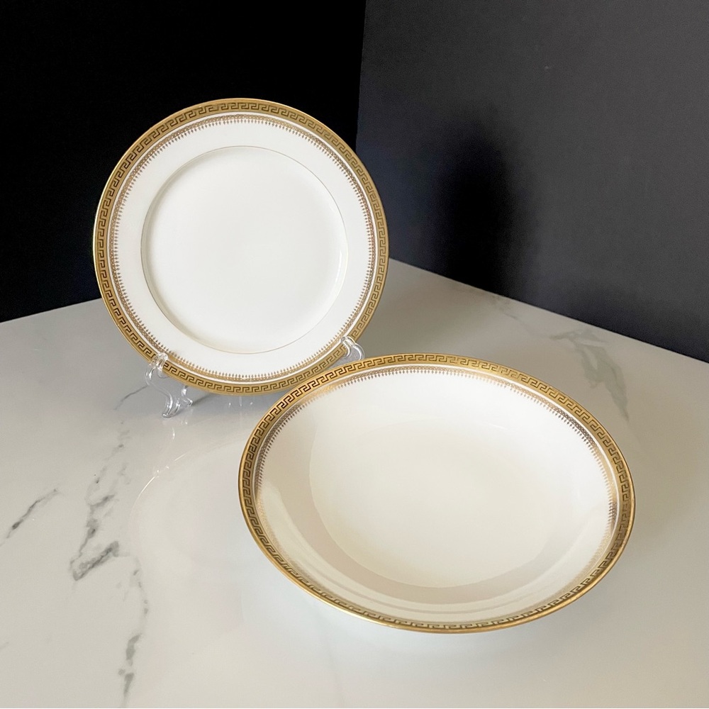 SET of 2 T&V Limoges Pieces - Gold Accented Salad Plate & Bowl